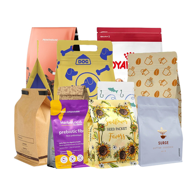 kupować Zapełnione cieplą biodegradowalne torebki z papieru Kraft Side Guesst Bottom Bag Coffee Packaging Bag online manufacture
