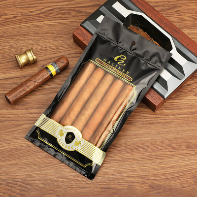 Mylar Three Side Seal Bag Zipper Plastic Packaging Bags For Humidity Cigar Bag