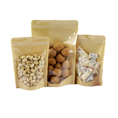 Biodegradowalna kartka Kraft Stand Up Pocket z zamkniętą klapą do opakowań żywności o indywidualnym rozmiarze